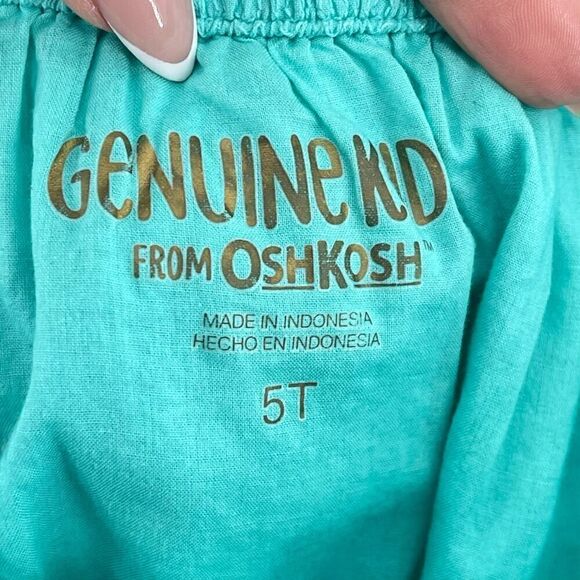 OshKosh Toddler Girl’s Blue Ruffle Off The Shoulder Embroidered Cotton Dress 5T - Picture 8 of 11